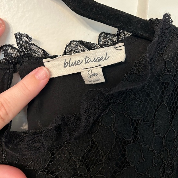 Anthropologie Blue Tassel Tiered Lace Tunic Dress Size S Black - Picture 5 of 7